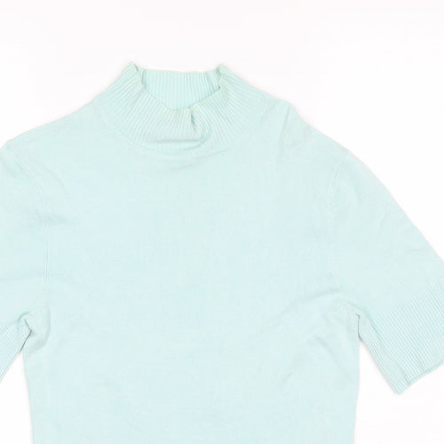 Wallis Womens Blue  Viscose Basic Blouse Size 12 Mock Neck