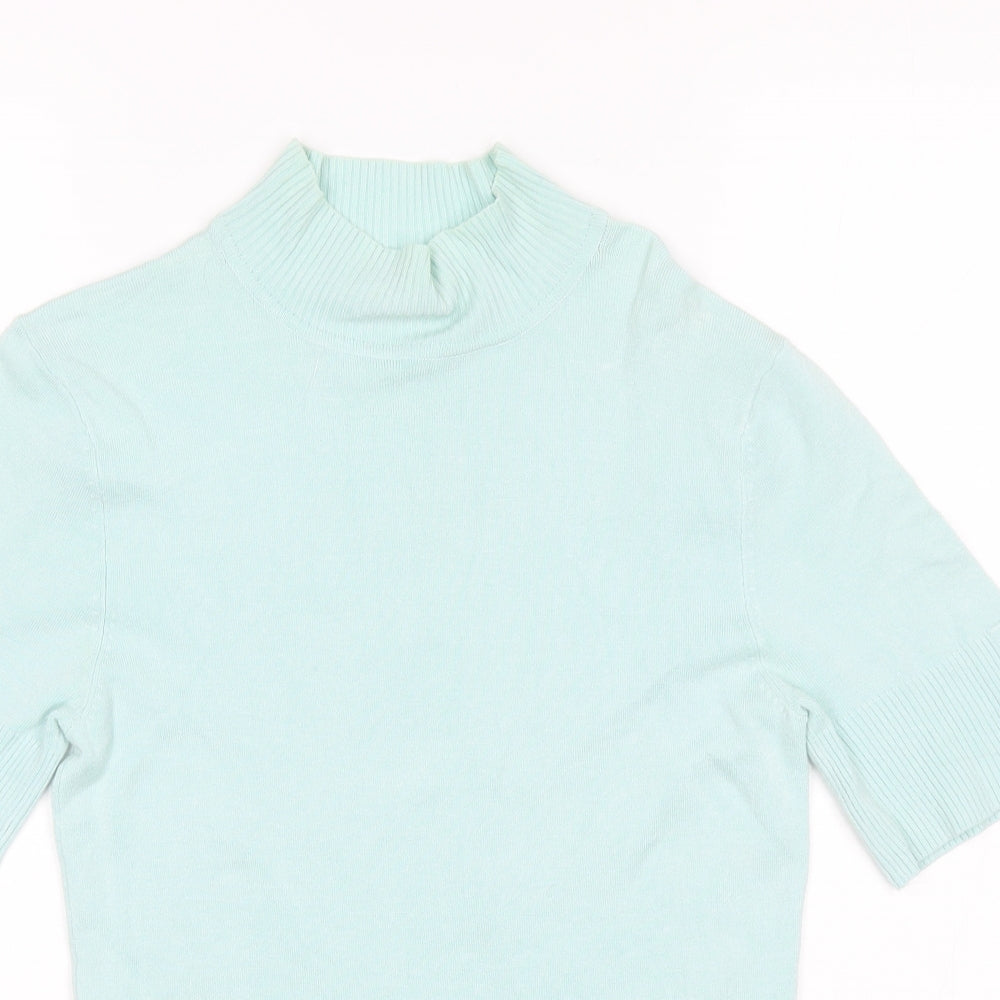 Wallis Womens Blue  Viscose Basic Blouse Size 12 Mock Neck