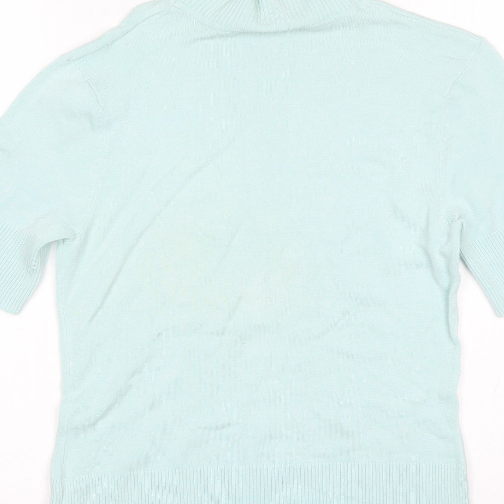 Wallis Womens Blue  Viscose Basic Blouse Size 12 Mock Neck
