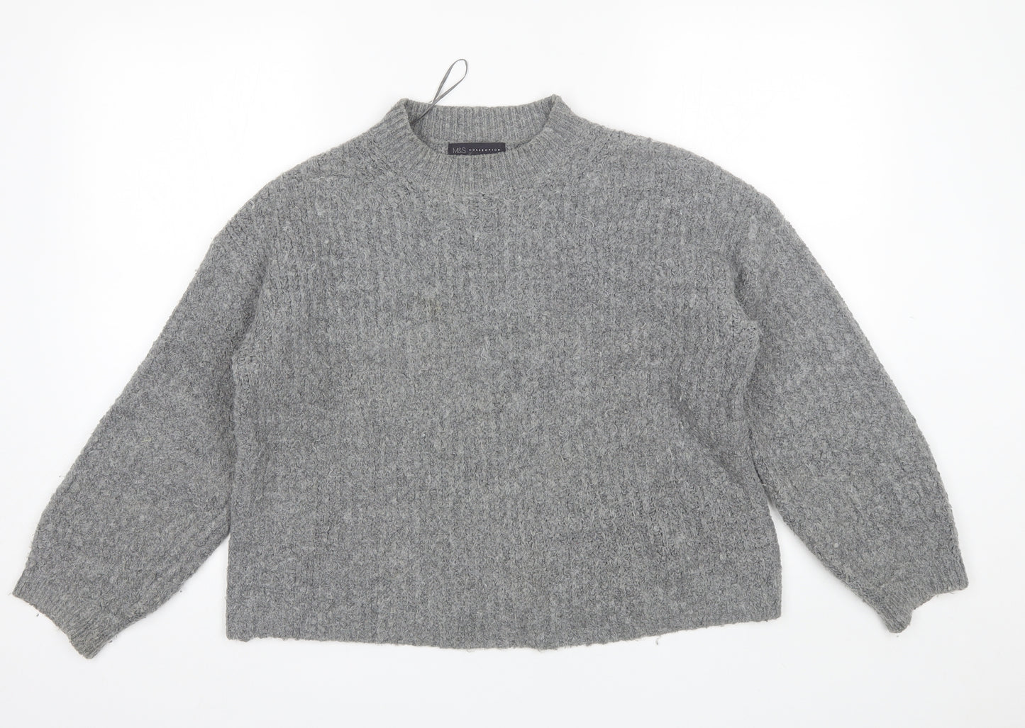 Marks and Spencer Womens Grey Roll Neck  Acrylic Pullover Jumper Size S