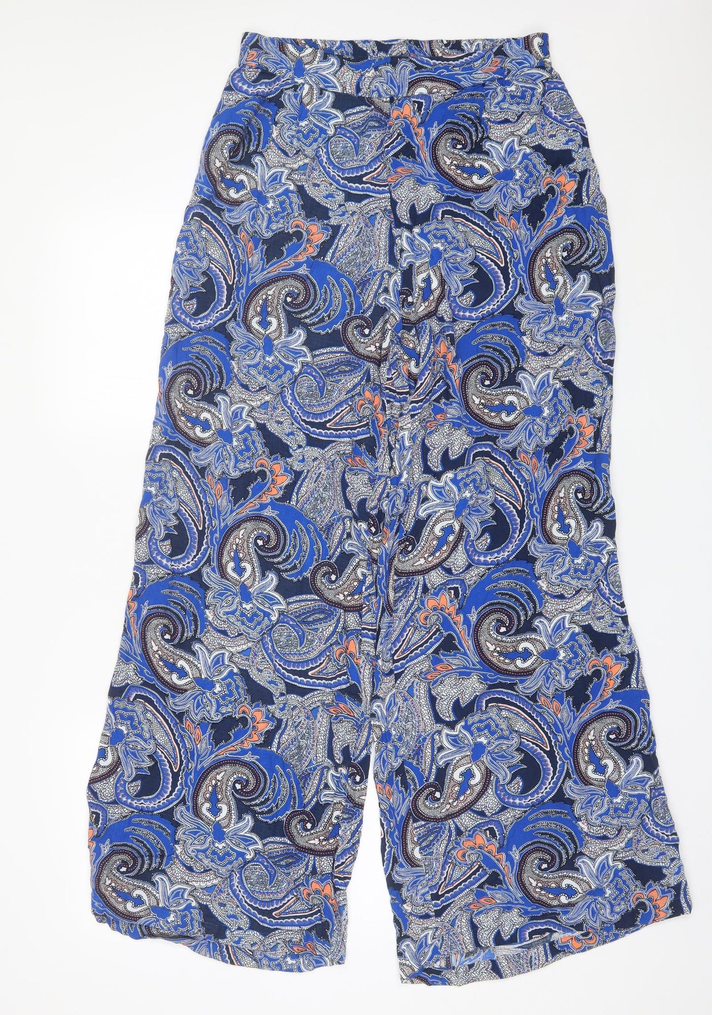 F&F Womens Blue Paisley Viscose Harem Trousers Size 12 L30 in Regular