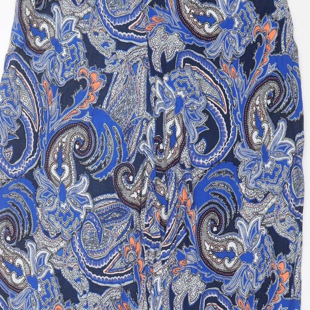 F&F Womens Blue Paisley Viscose Harem Trousers Size 12 L30 in Regular