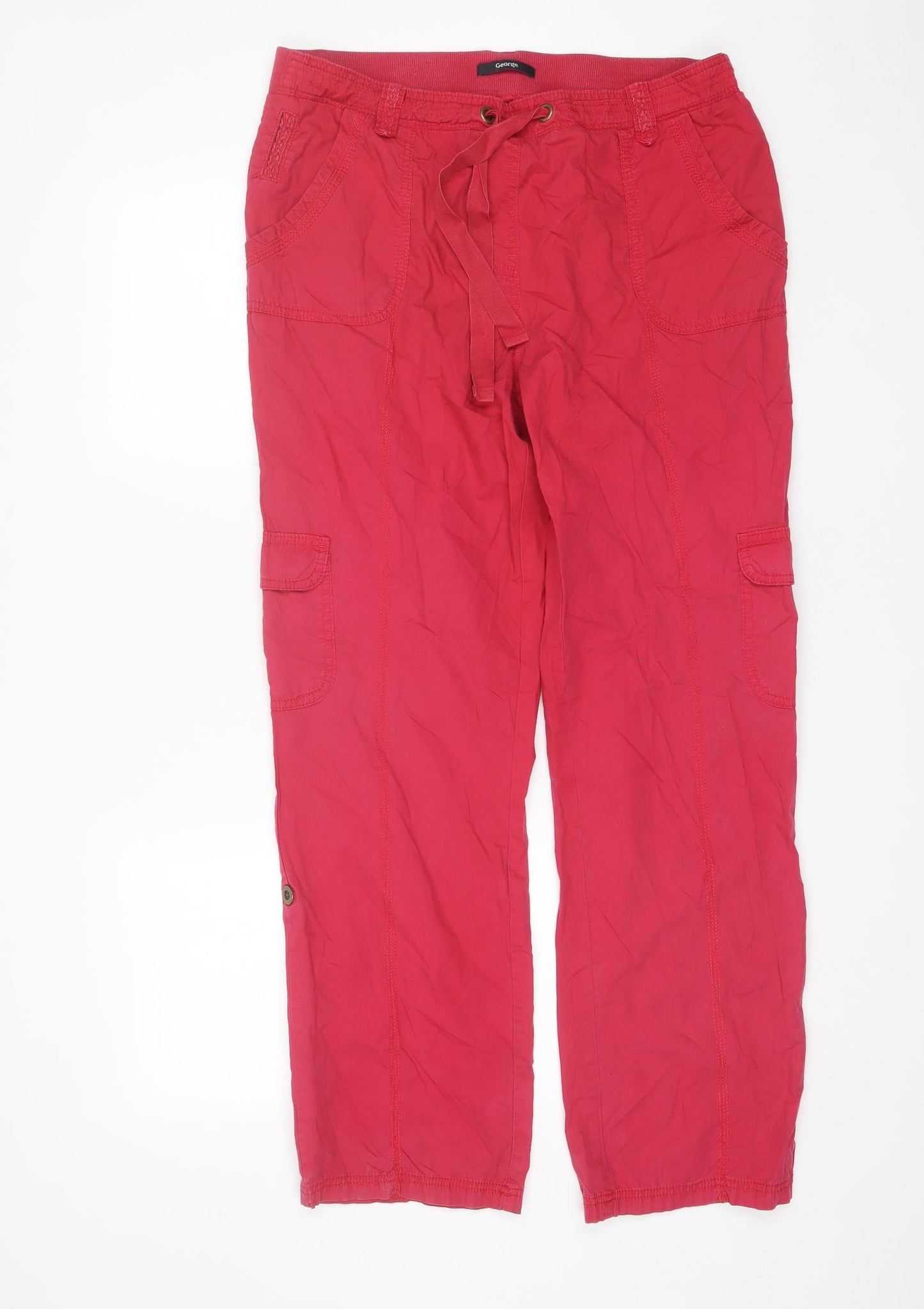 George Womens Pink  Cotton Trousers  Size 14 L31 in Regular