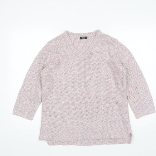 F&F Womens Purple V-Neck  Acrylic Pullover Jumper Size 12