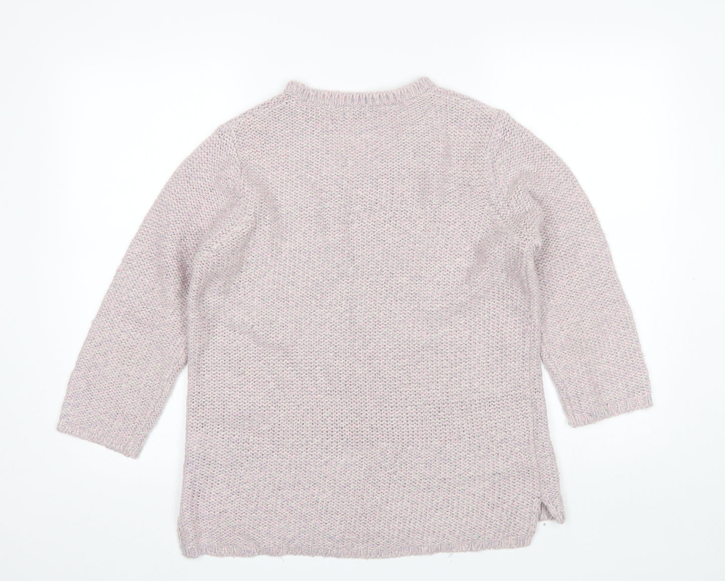 F&F Womens Purple V-Neck  Acrylic Pullover Jumper Size 12
