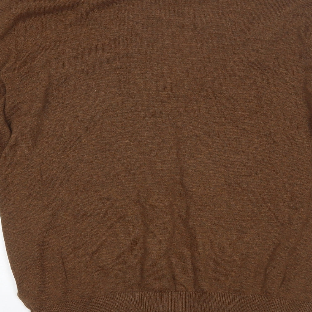 H&M Womens Brown V-Neck  Cotton Cardigan Jumper Size L