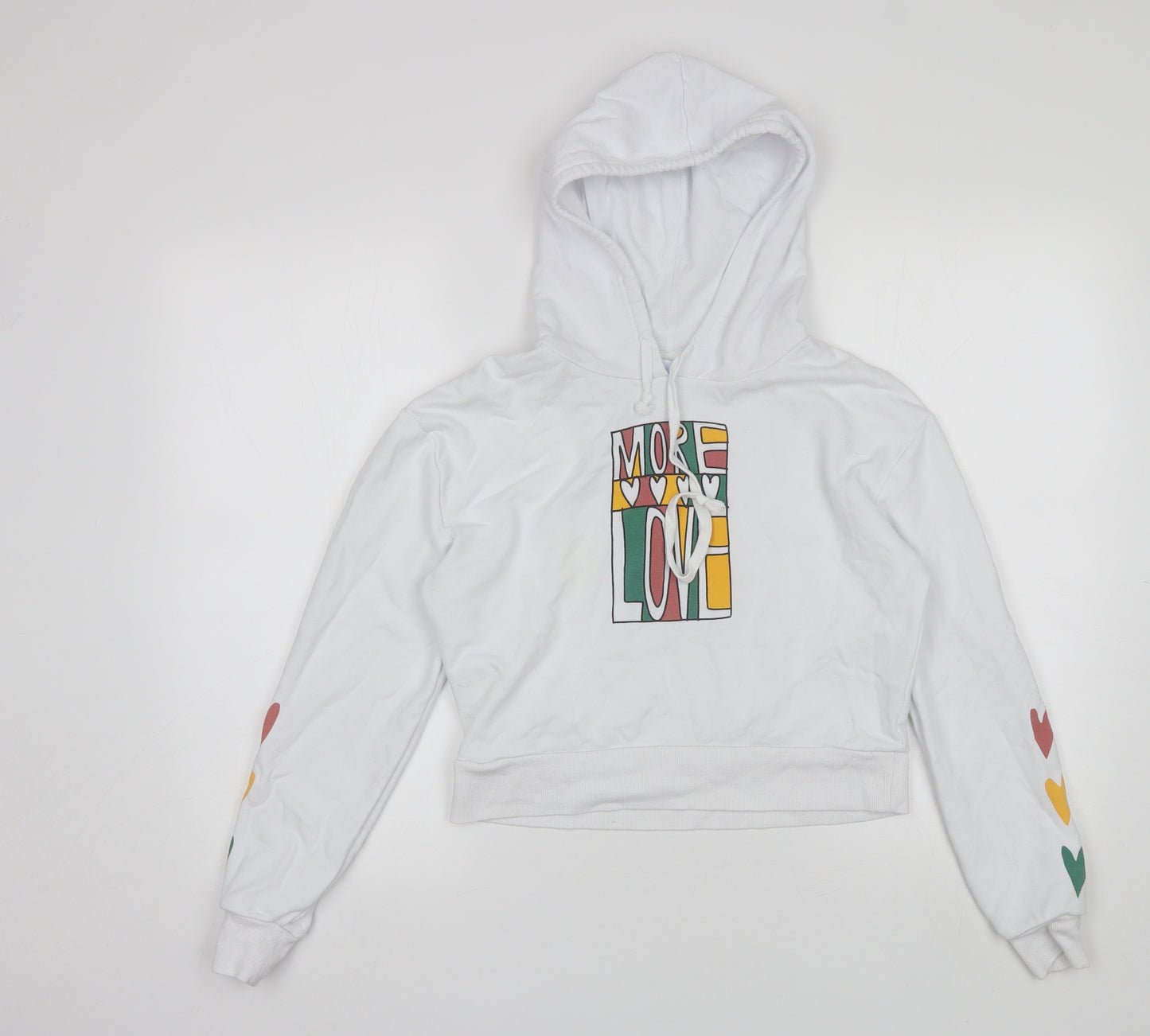 Mighty Fine Womens White  Cotton Pullover Hoodie Size XS