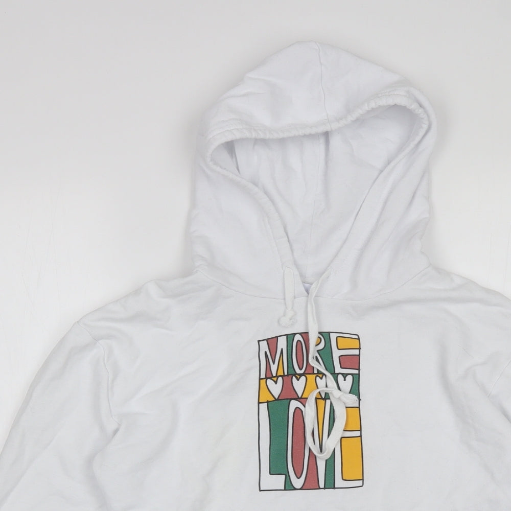 Mighty Fine Womens White  Cotton Pullover Hoodie Size XS