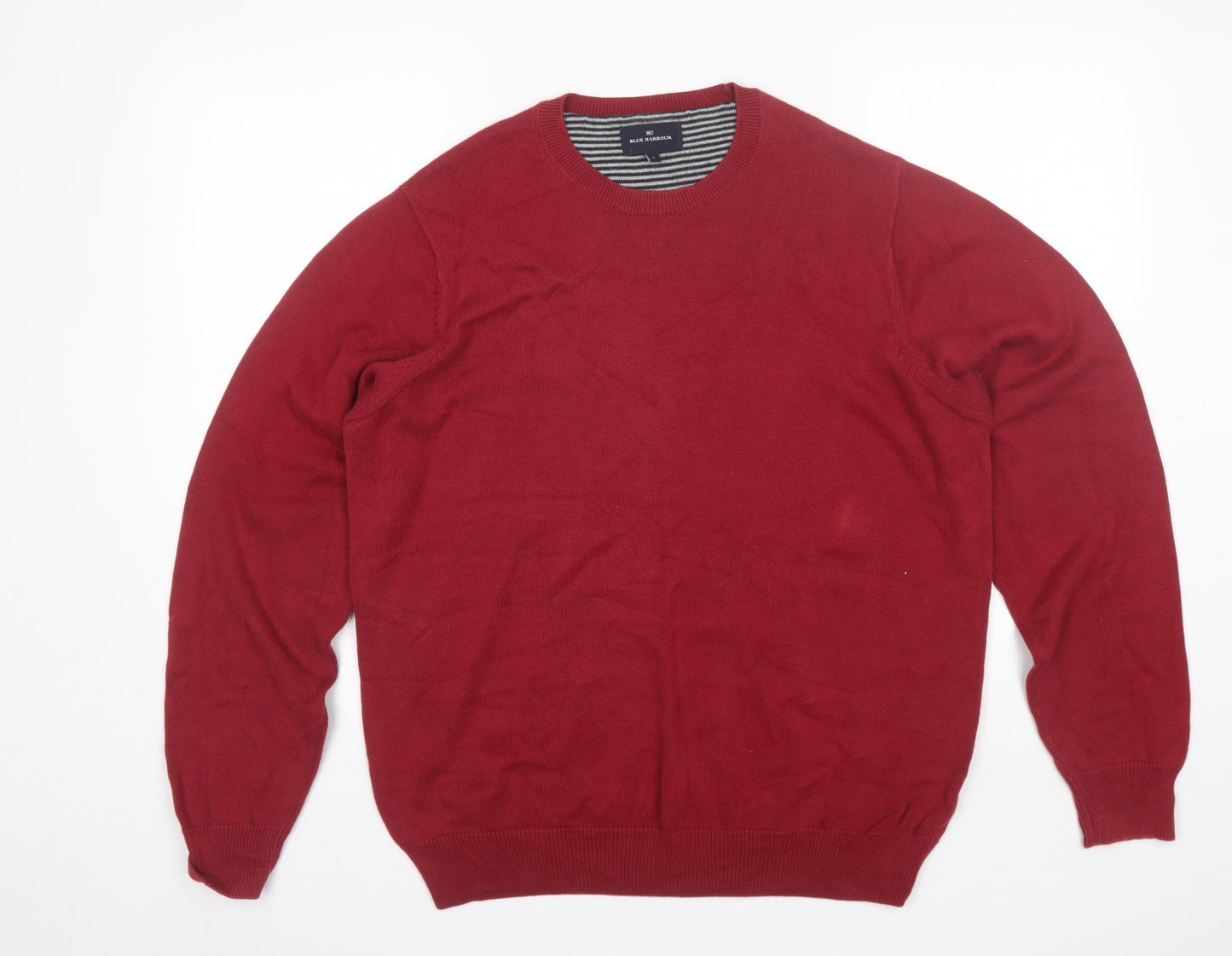 Marks and Spencer Mens Red Round Neck  Acrylic Pullover Jumper Size L