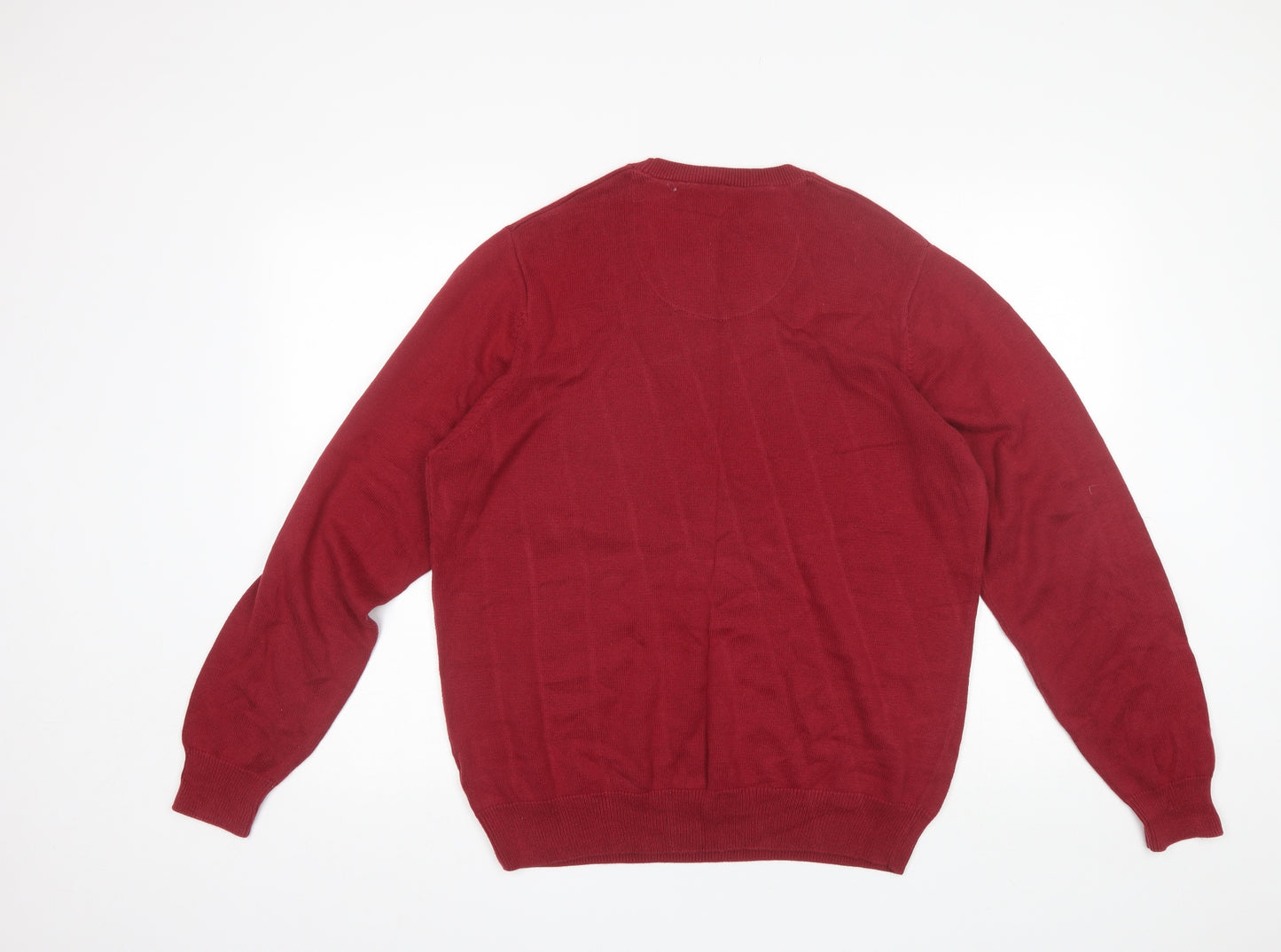 Marks and Spencer Mens Red Round Neck  Acrylic Pullover Jumper Size L