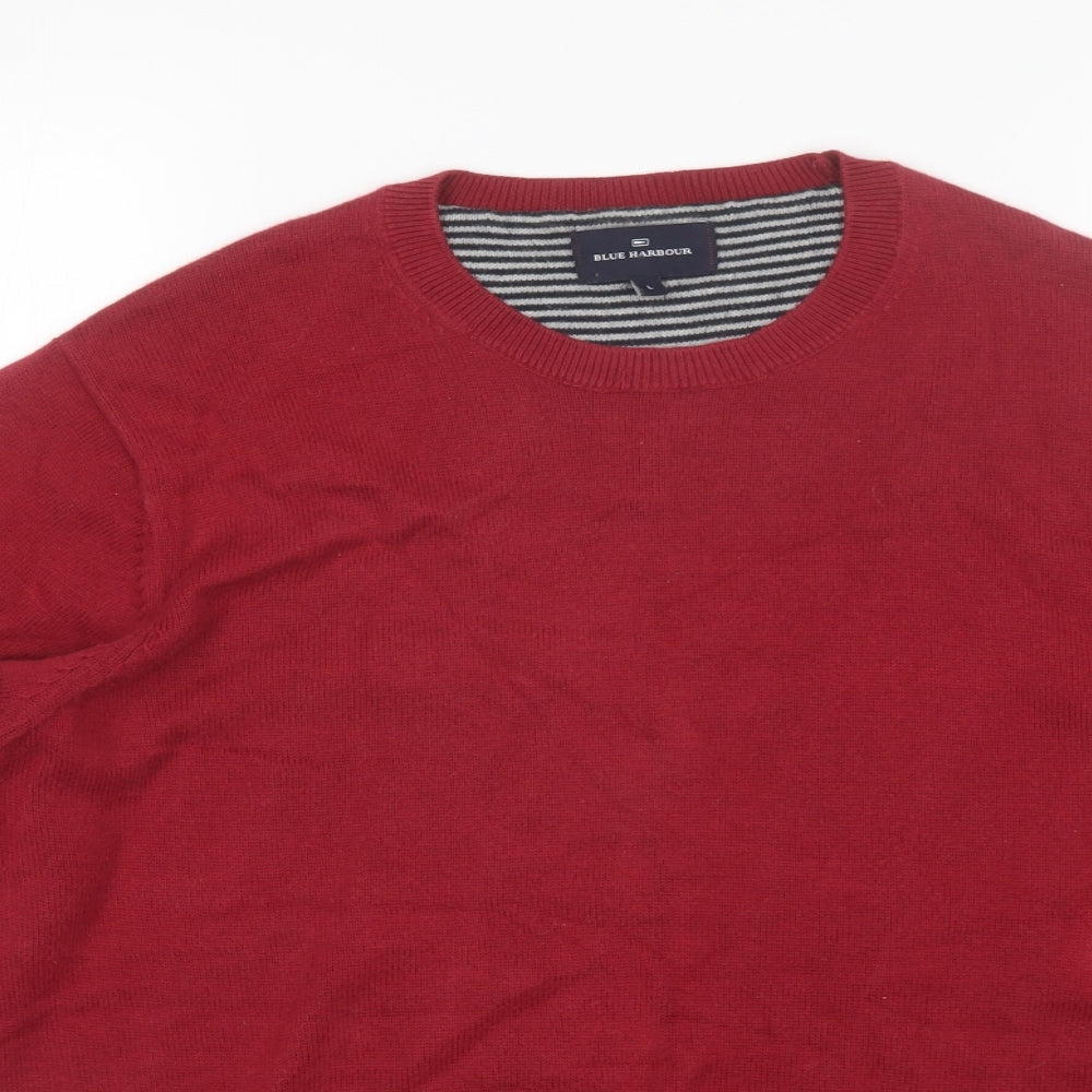 Marks and Spencer Mens Red Round Neck  Acrylic Pullover Jumper Size L