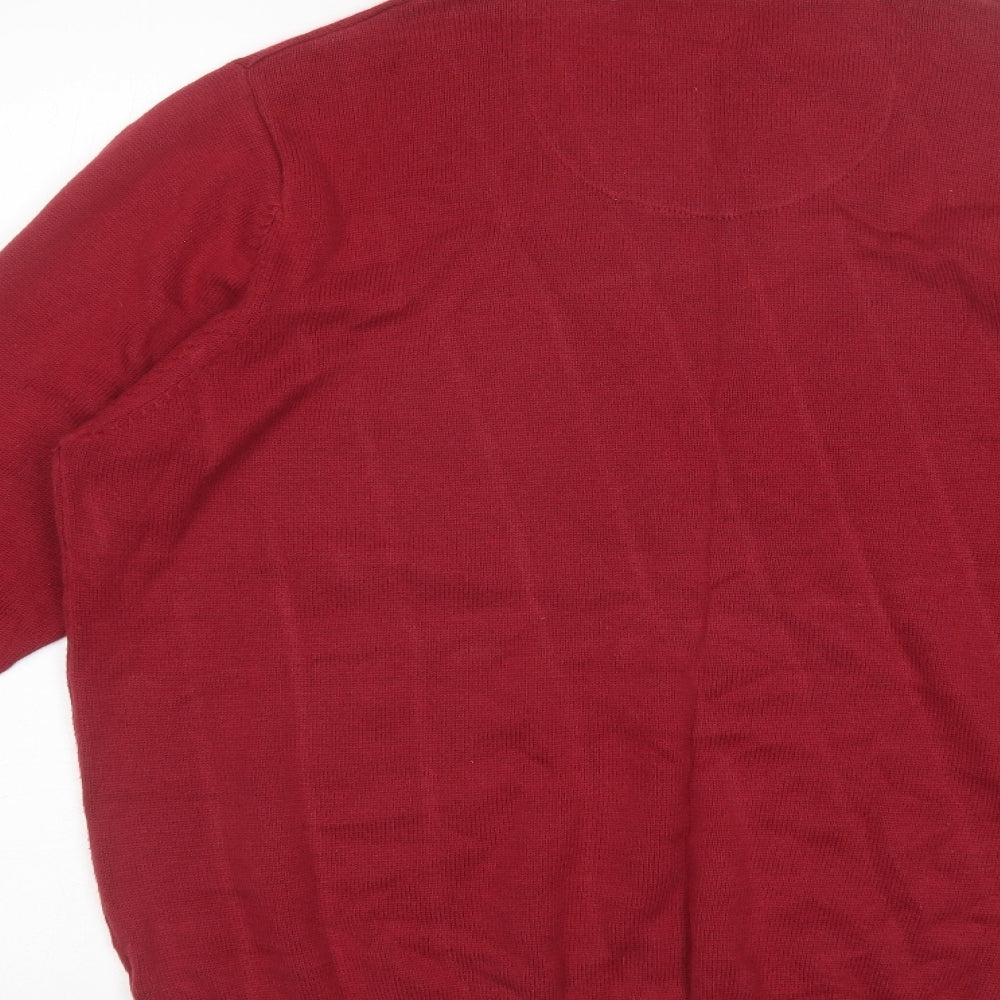 Marks and Spencer Mens Red Round Neck  Acrylic Pullover Jumper Size L