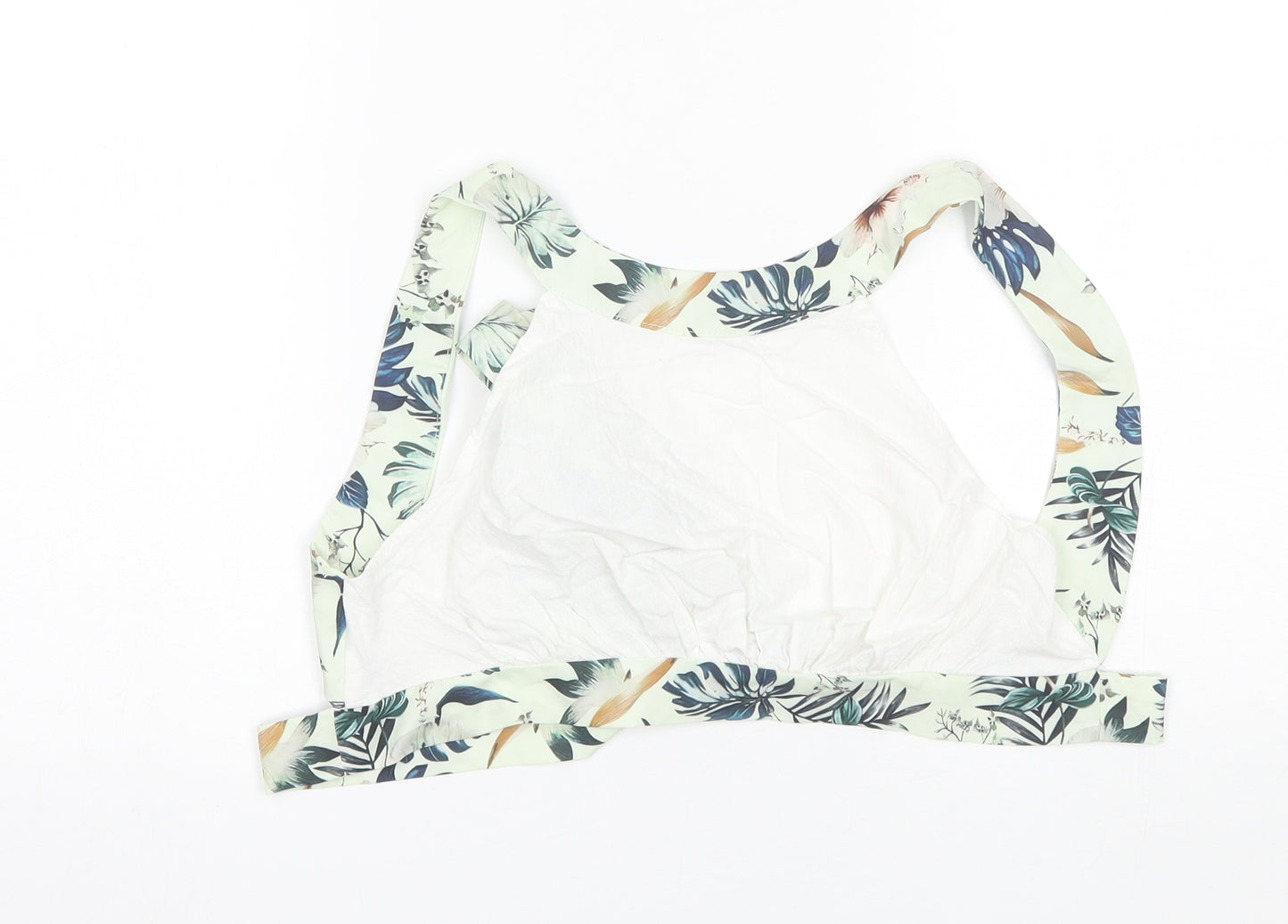 SheIn Womens White Floral Polyester Cropped Tank Size M Round Neck