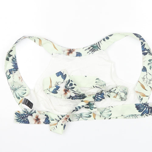 SheIn Womens White Floral Polyester Cropped Tank Size M Round Neck
