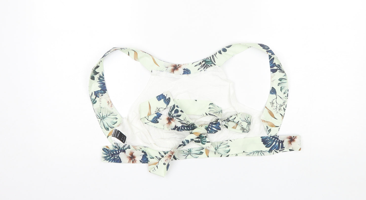 SheIn Womens White Floral Polyester Cropped Tank Size M Round Neck