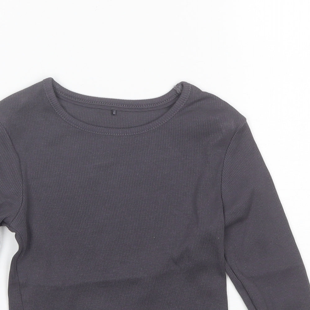 George Girls Blue  Cotton Basic T-Shirt Size 3-4 Years Round Neck