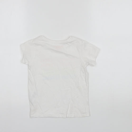 Primark Girls White  Cotton Basic T-Shirt Size 4-5 Years Round Neck