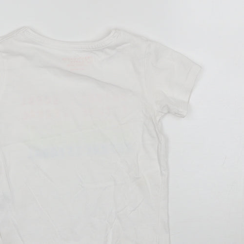Primark Girls White  Cotton Basic T-Shirt Size 4-5 Years Round Neck