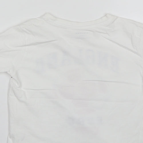 Primark Boys White  Cotton Basic T-Shirt Size 4-5 Years Round Neck