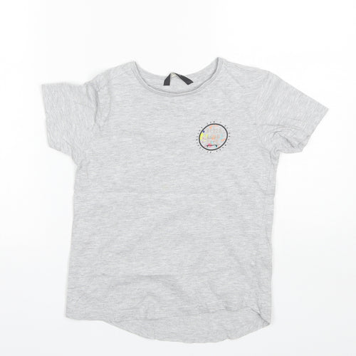 George Boys Grey  Cotton Basic T-Shirt Size 7-8 Years Round Neck