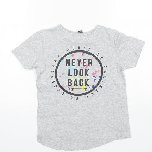 George Boys Grey  Cotton Basic T-Shirt Size 7-8 Years Round Neck