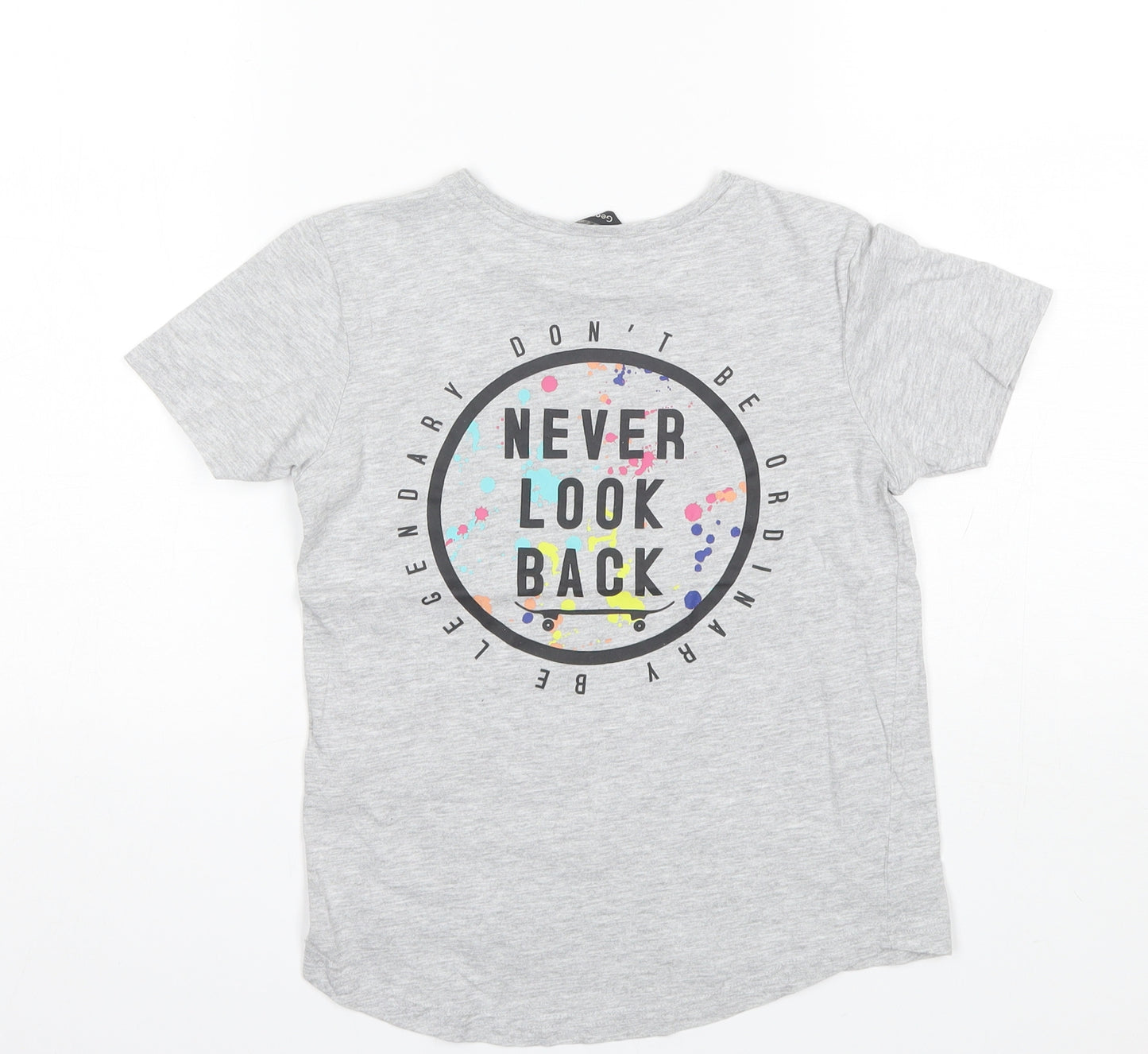 George Boys Grey  Cotton Basic T-Shirt Size 7-8 Years Round Neck