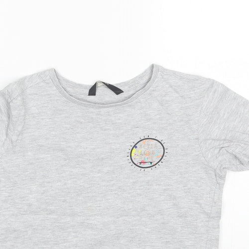 George Boys Grey  Cotton Basic T-Shirt Size 7-8 Years Round Neck