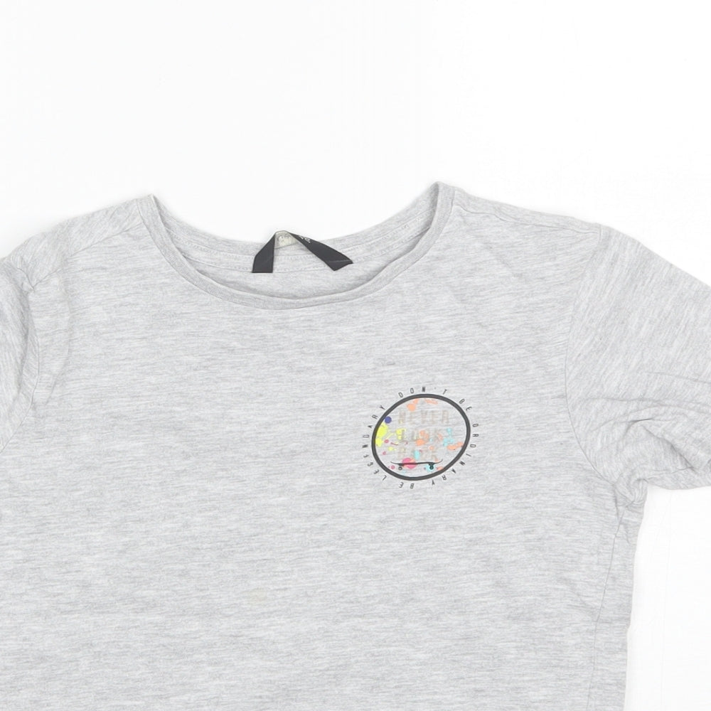 George Boys Grey  Cotton Basic T-Shirt Size 7-8 Years Round Neck