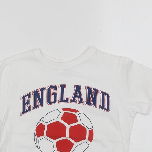 Primark Boys White  Cotton Basic T-Shirt Size 7-8 Years Round Neck