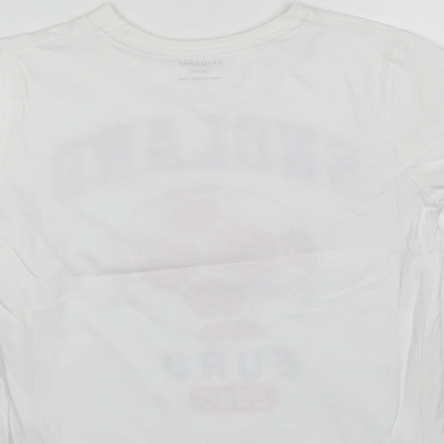 Primark Boys White  Cotton Basic T-Shirt Size 7-8 Years Round Neck