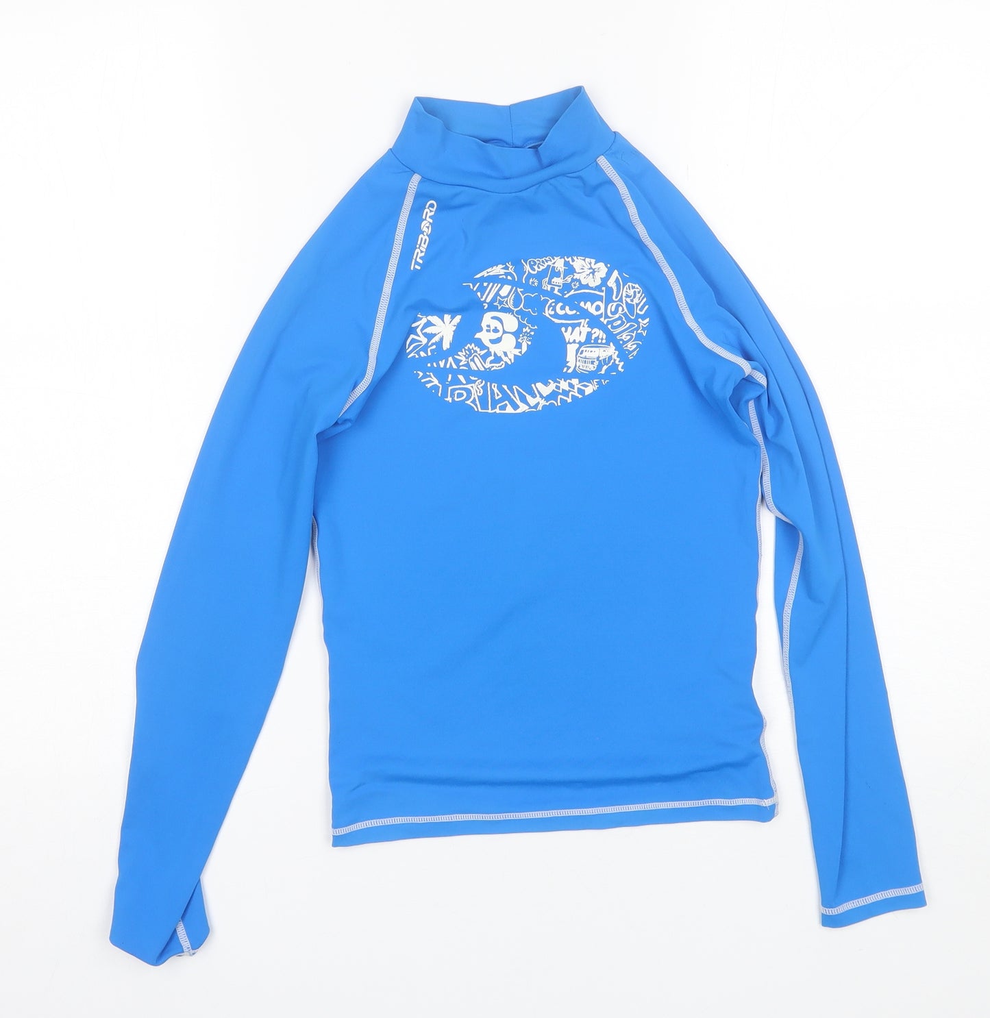 Tribord Boys Blue  Polyester Basic T-Shirt Size 12 Years Mock Neck  - Swim