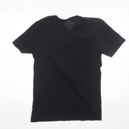 NEXT Mens Black  Cotton  T-Shirt Size S V-Neck