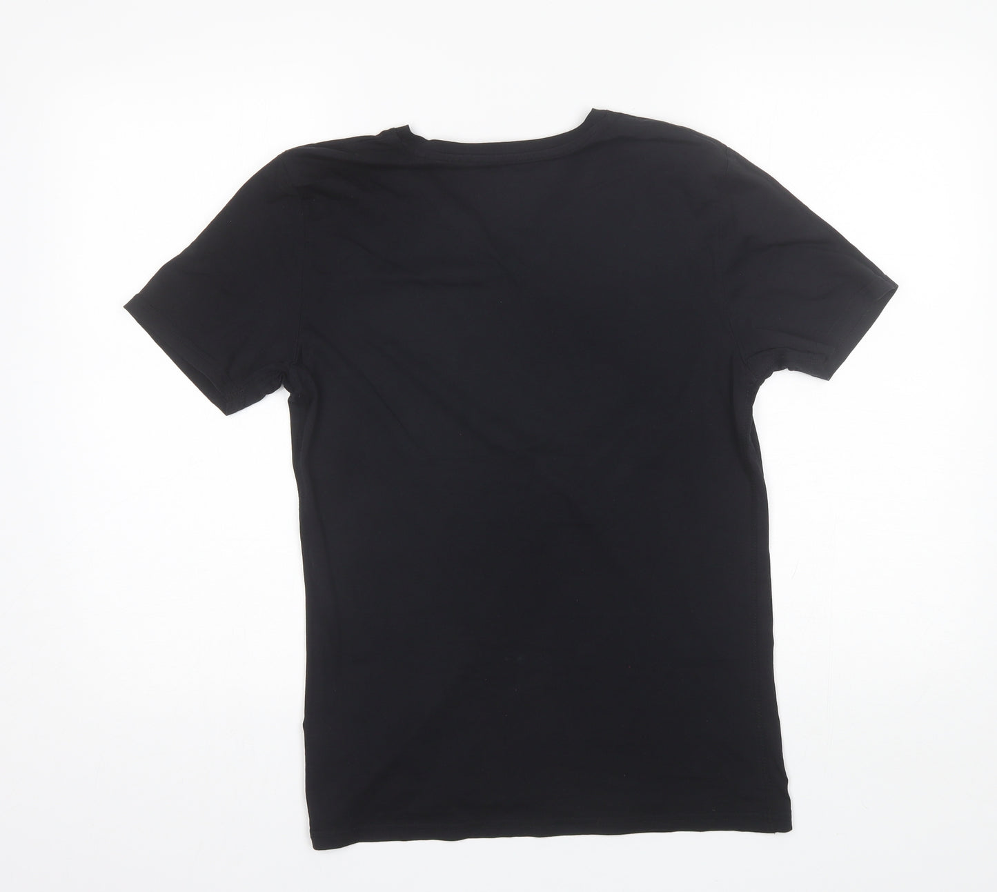 NEXT Mens Black  Cotton  T-Shirt Size S V-Neck