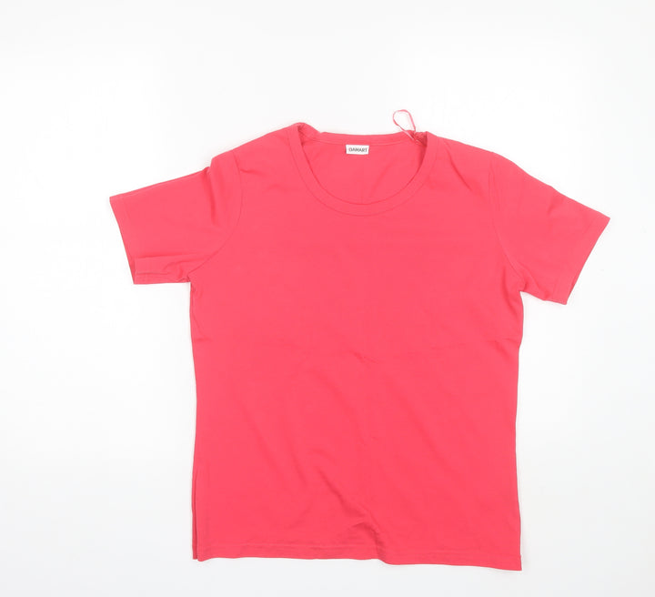 Damart Womens Pink  Cotton Basic T-Shirt Size 10 Round Neck