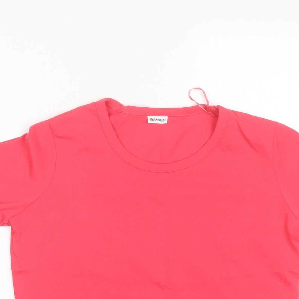 Damart Womens Pink  Cotton Basic T-Shirt Size 10 Round Neck