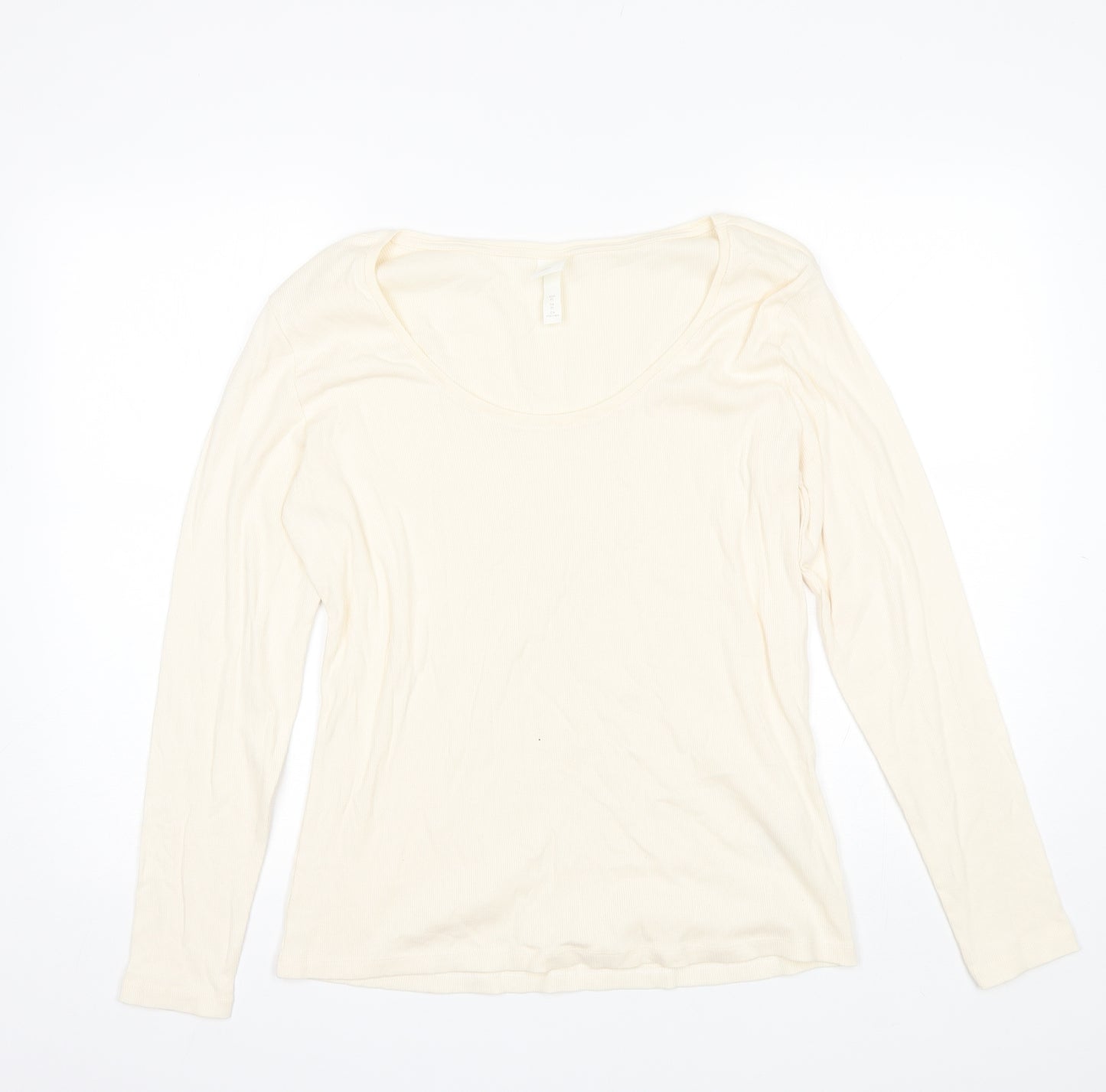 H&M Womens Ivory  Cotton Basic T-Shirt Size XL Round Neck