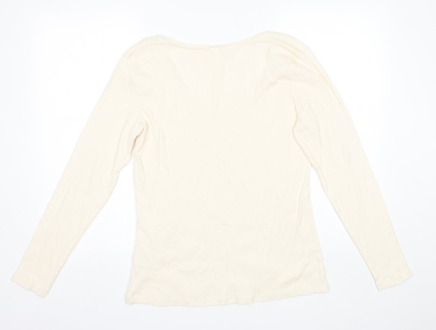 H&M Womens Ivory  Cotton Basic T-Shirt Size XL Round Neck