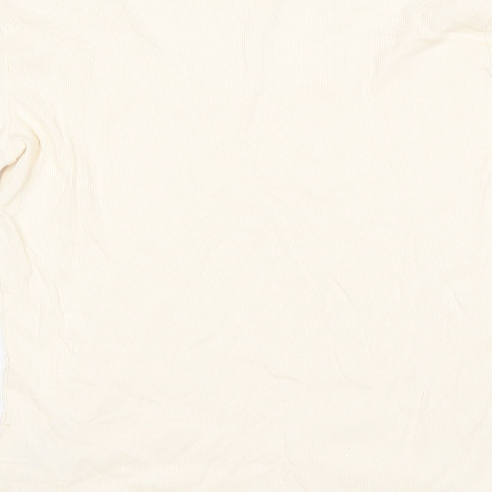 H&M Womens Ivory  Cotton Basic T-Shirt Size XL Round Neck