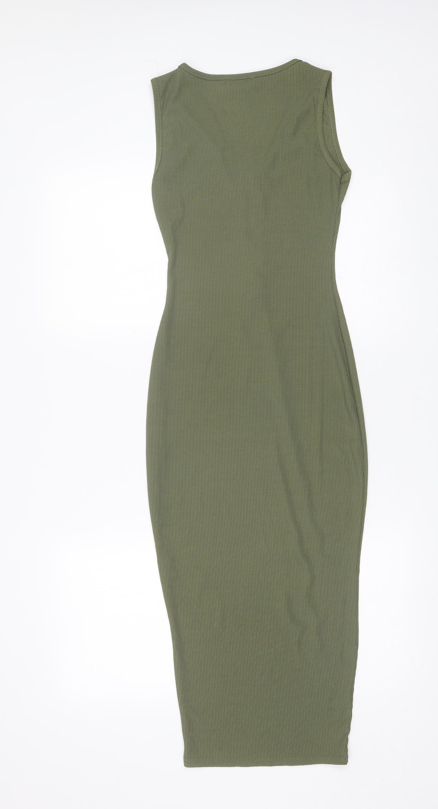 PRETTYLITTLETHING Womens Green  Polyester Bodycon  Size 8  V-Neck