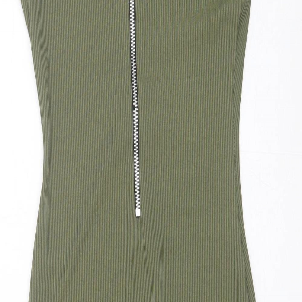 PRETTYLITTLETHING Womens Green  Polyester Bodycon  Size 8  V-Neck