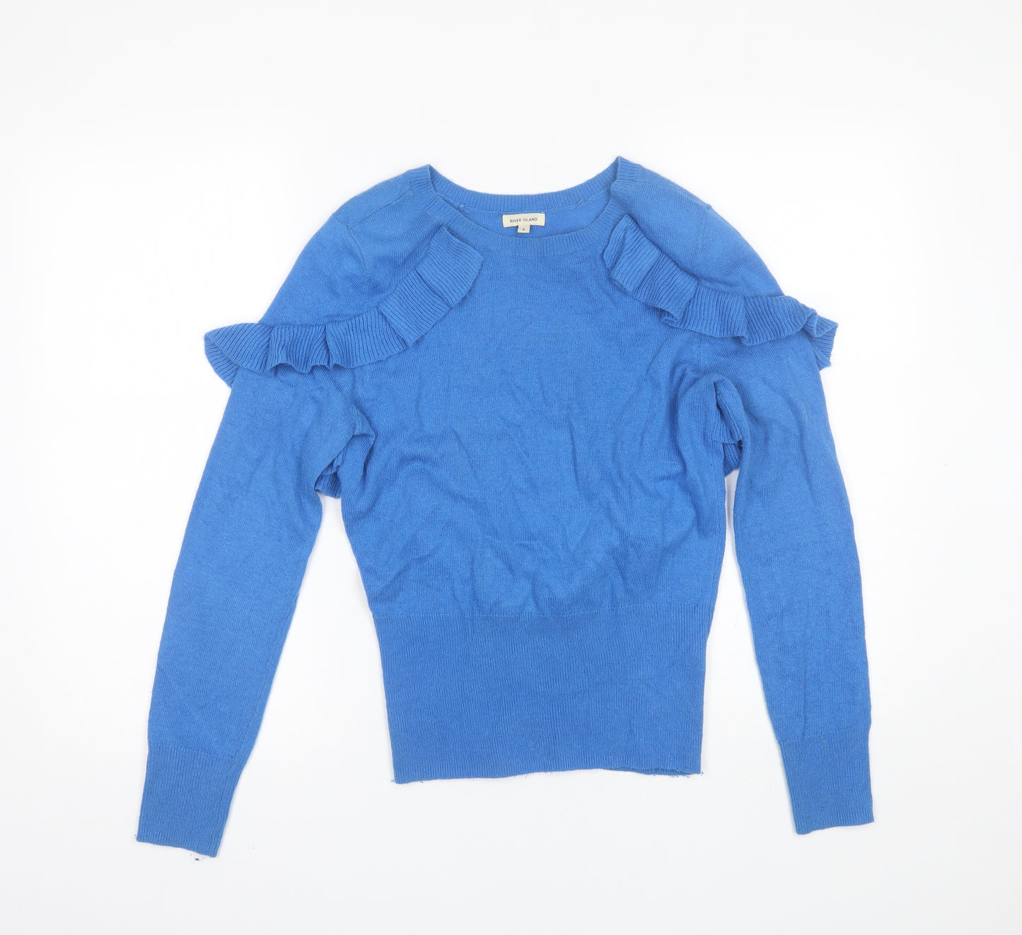 River Island Womens Blue Round Neck  Acrylic Pullover Jumper Size 6