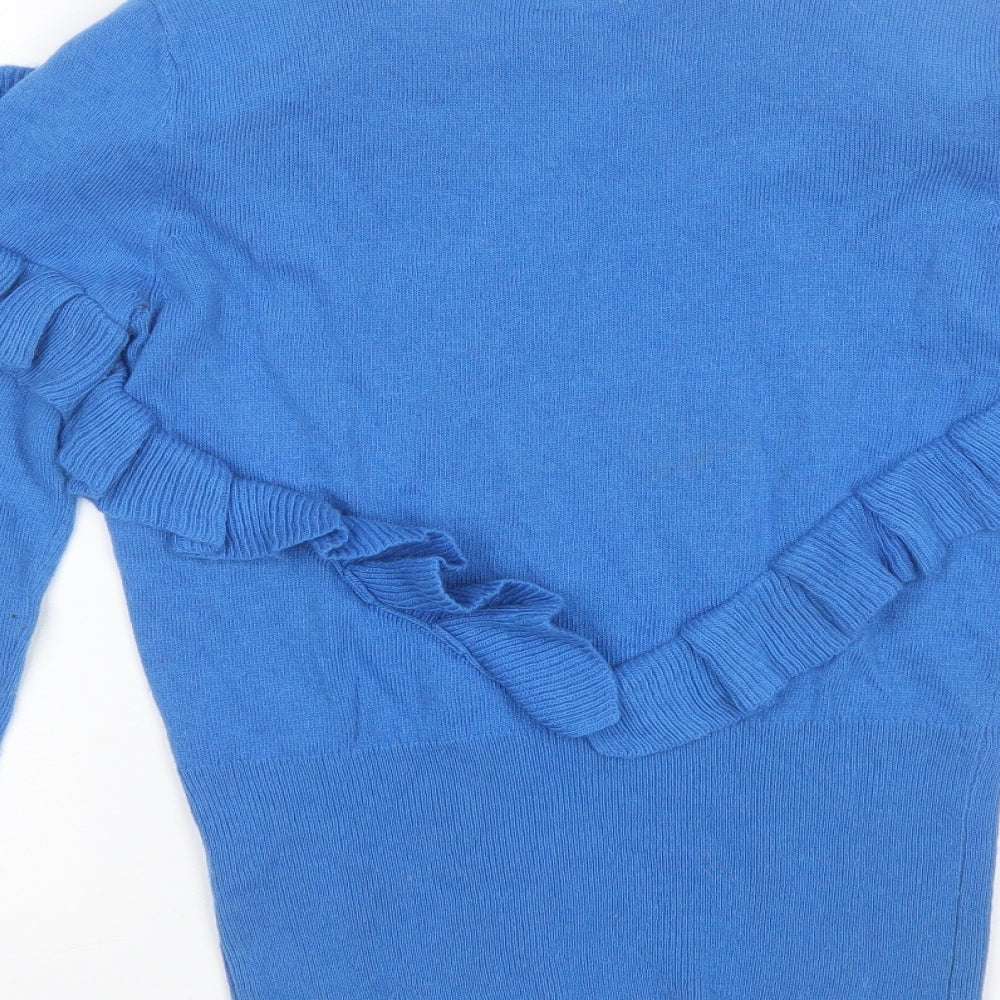 River Island Womens Blue Round Neck  Acrylic Pullover Jumper Size 6