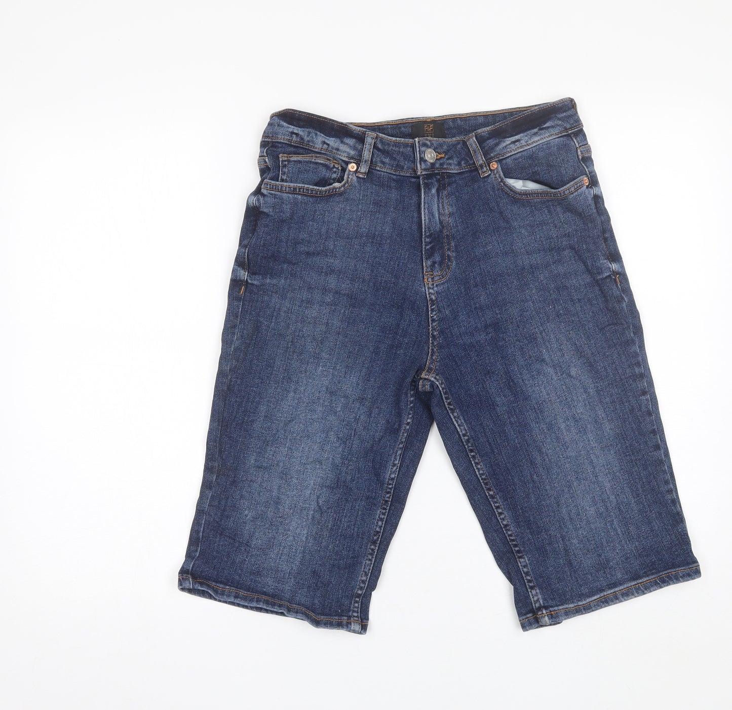 F&F Womens Blue  Cotton Chino Shorts Size 12 L13 in Regular