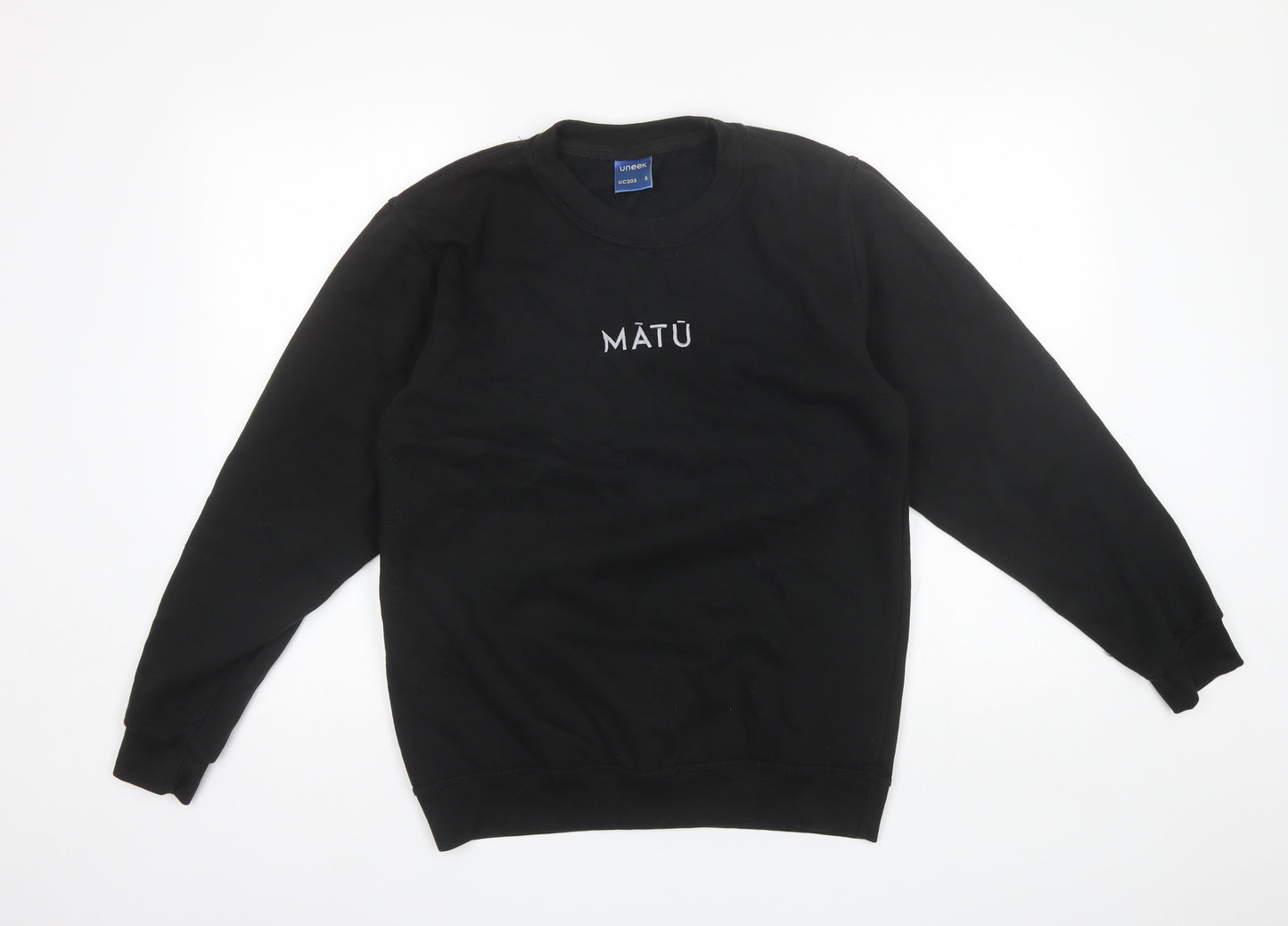Uneek Mens Black Round Neck  Polyester Pullover Jumper Size S