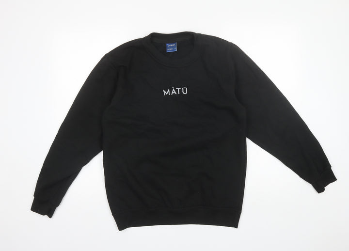 Uneek Mens Black Round Neck Polyester Pullover Jumper Size S