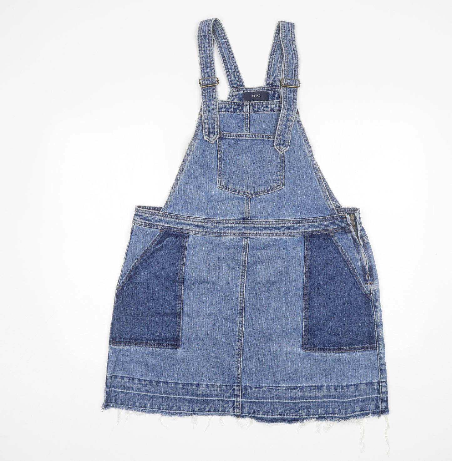 NEXT Womens Blue  Cotton Pinafore/Dungaree Dress  Size 18  Square Neck