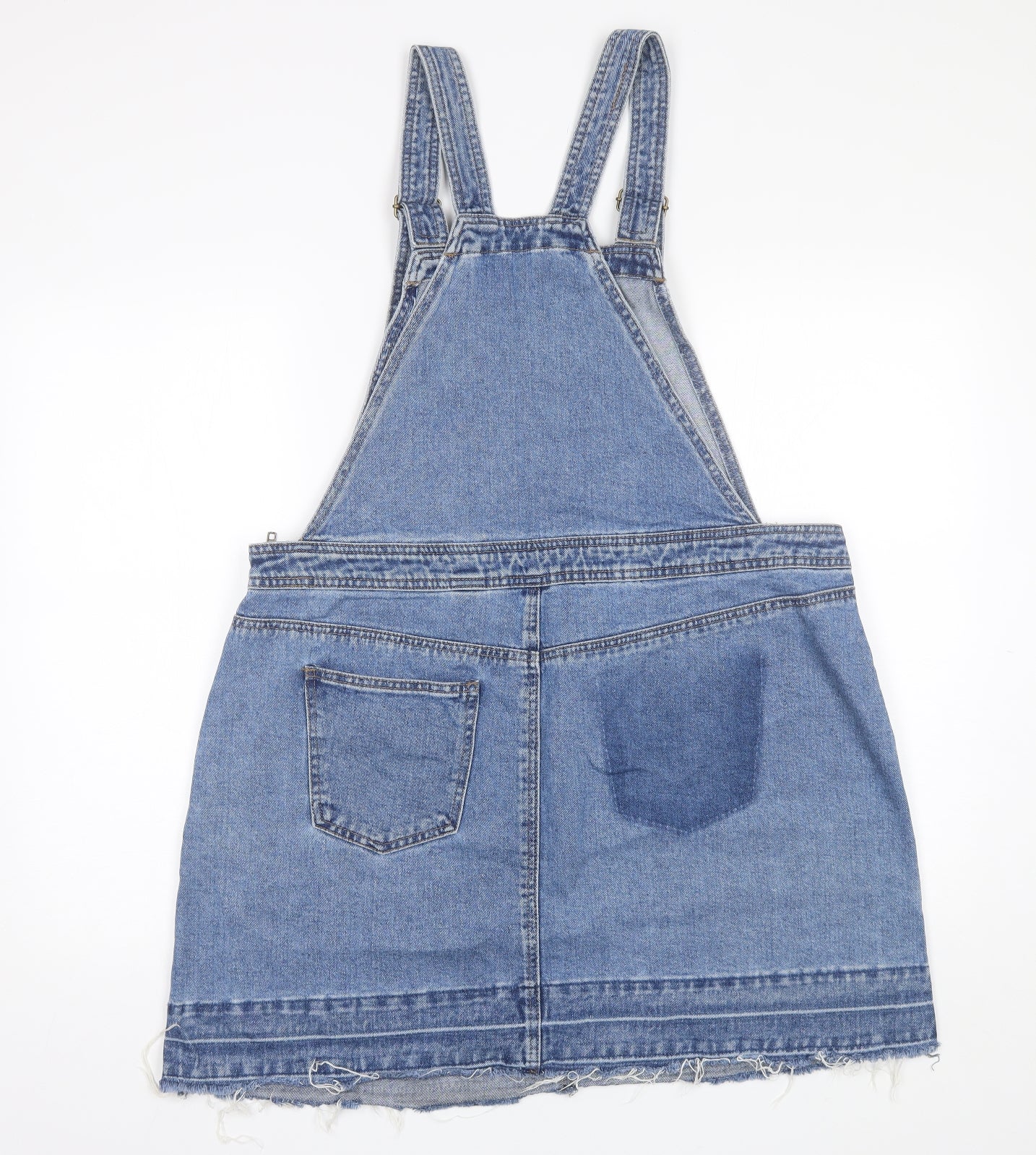 NEXT Womens Blue  Cotton Pinafore/Dungaree Dress  Size 18  Square Neck