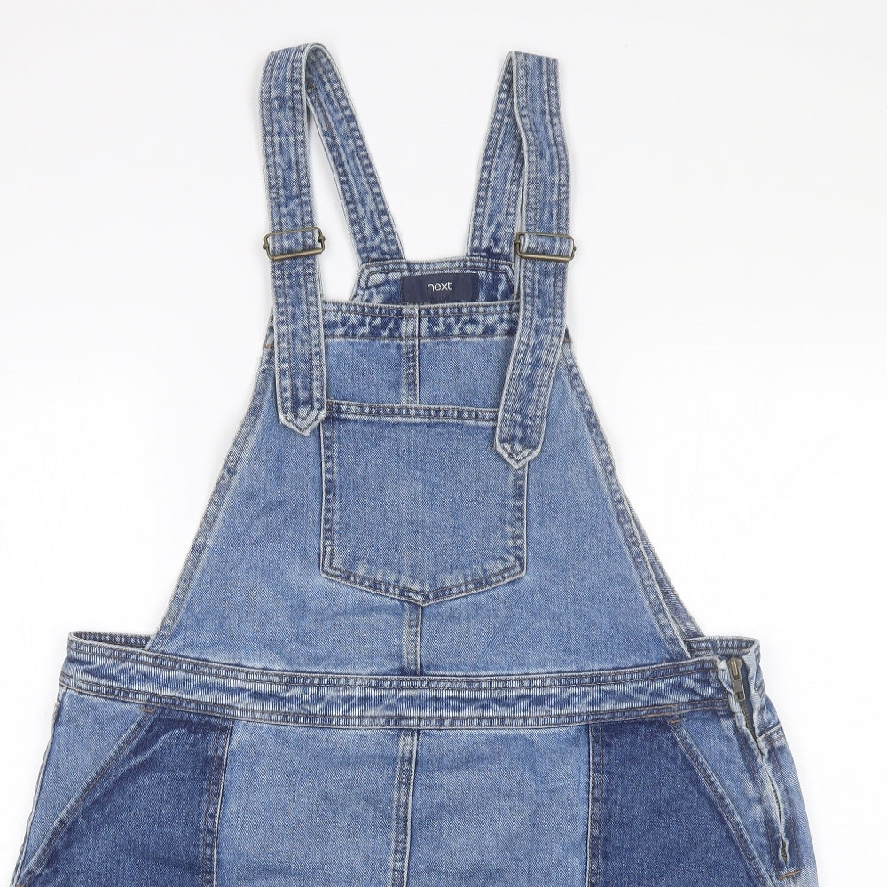 NEXT Womens Blue  Cotton Pinafore/Dungaree Dress  Size 18  Square Neck
