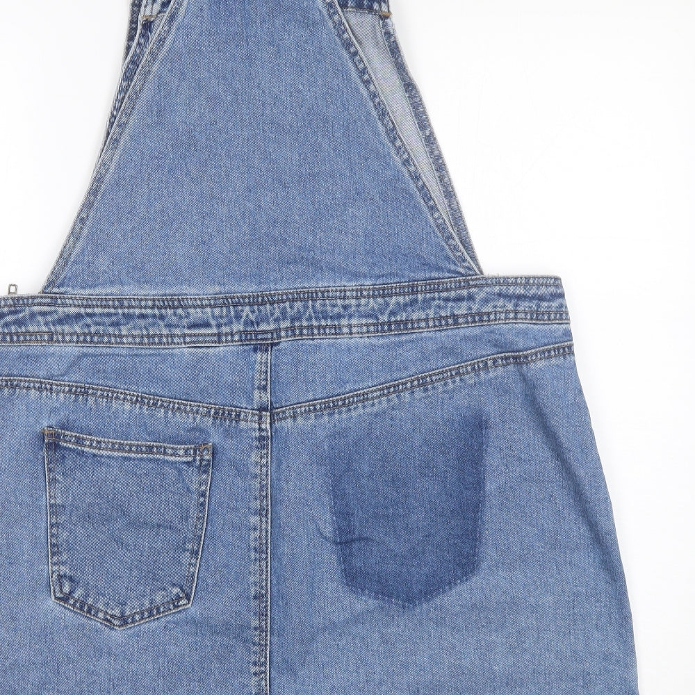 NEXT Womens Blue  Cotton Pinafore/Dungaree Dress  Size 18  Square Neck