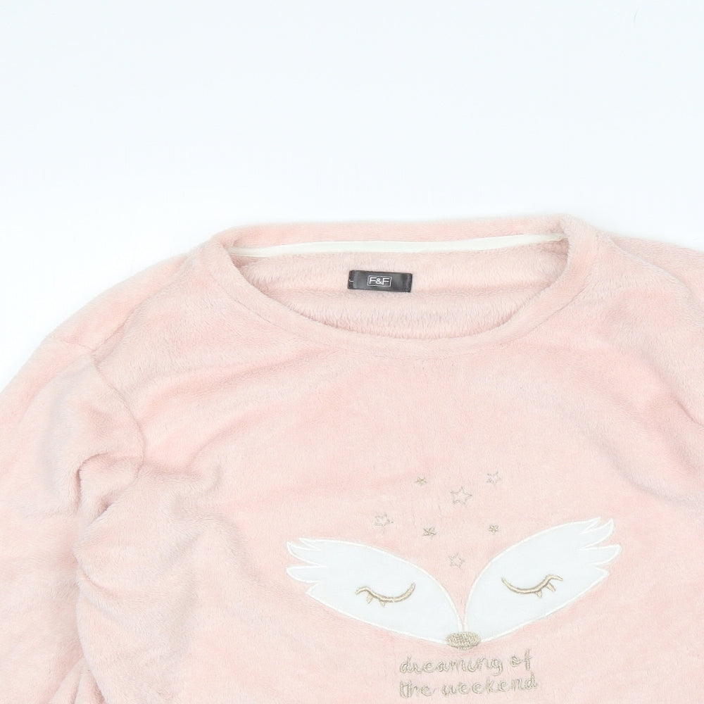F&F Womens Pink Solid Polyester Top Pyjama Top Size 16